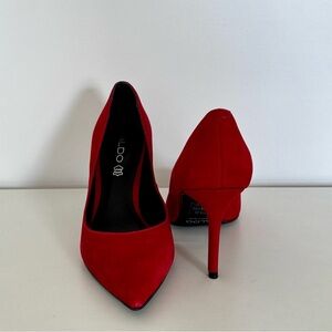 Aldo Vibrant Red Suede Heels